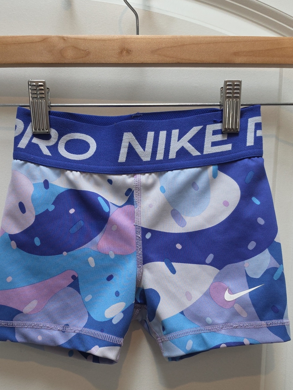 Nike Pro Dri-FIT Abstract Athletic Shorts Blue & Purple Size XS